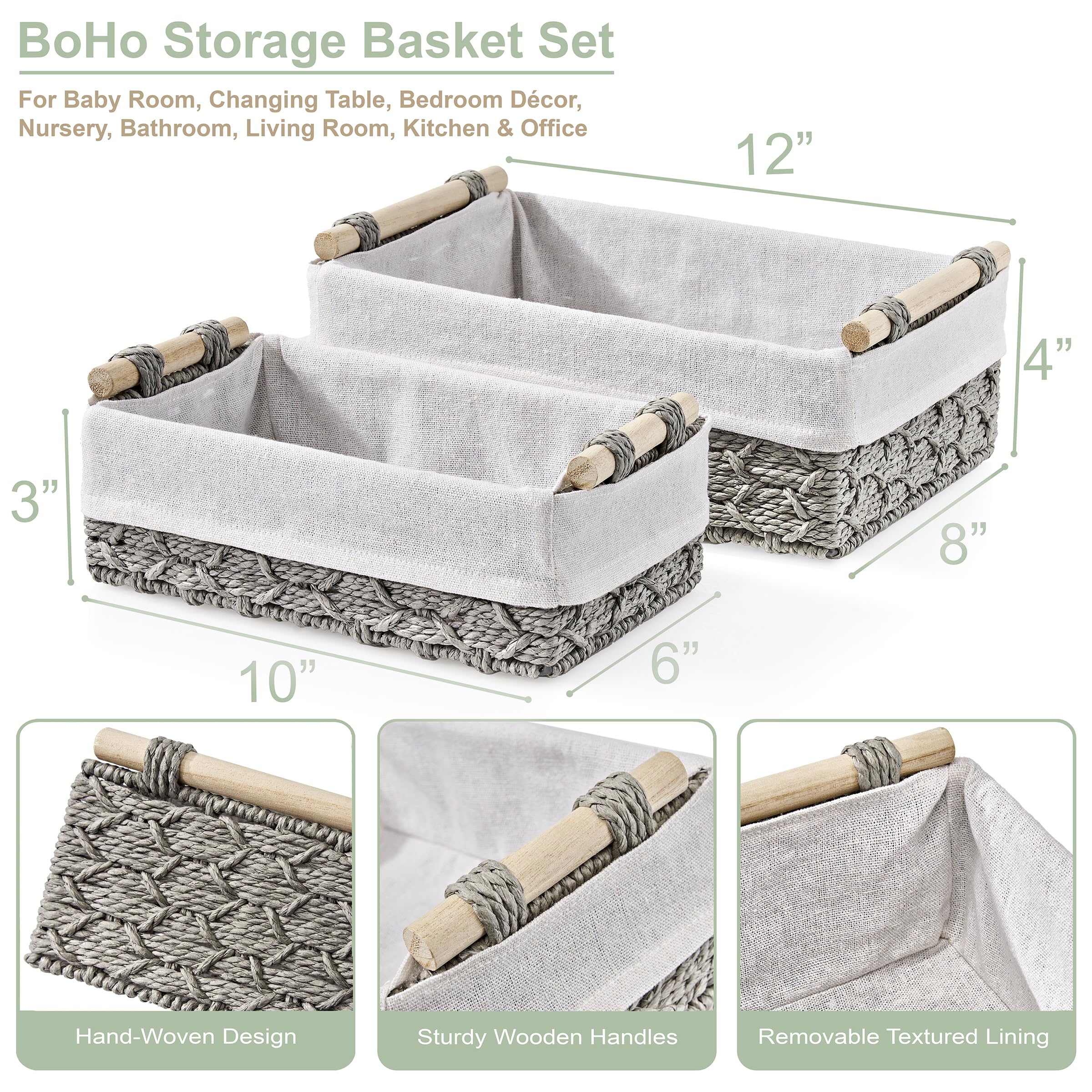 Sorbus linen-basket stores baby linens neatly on a dresser