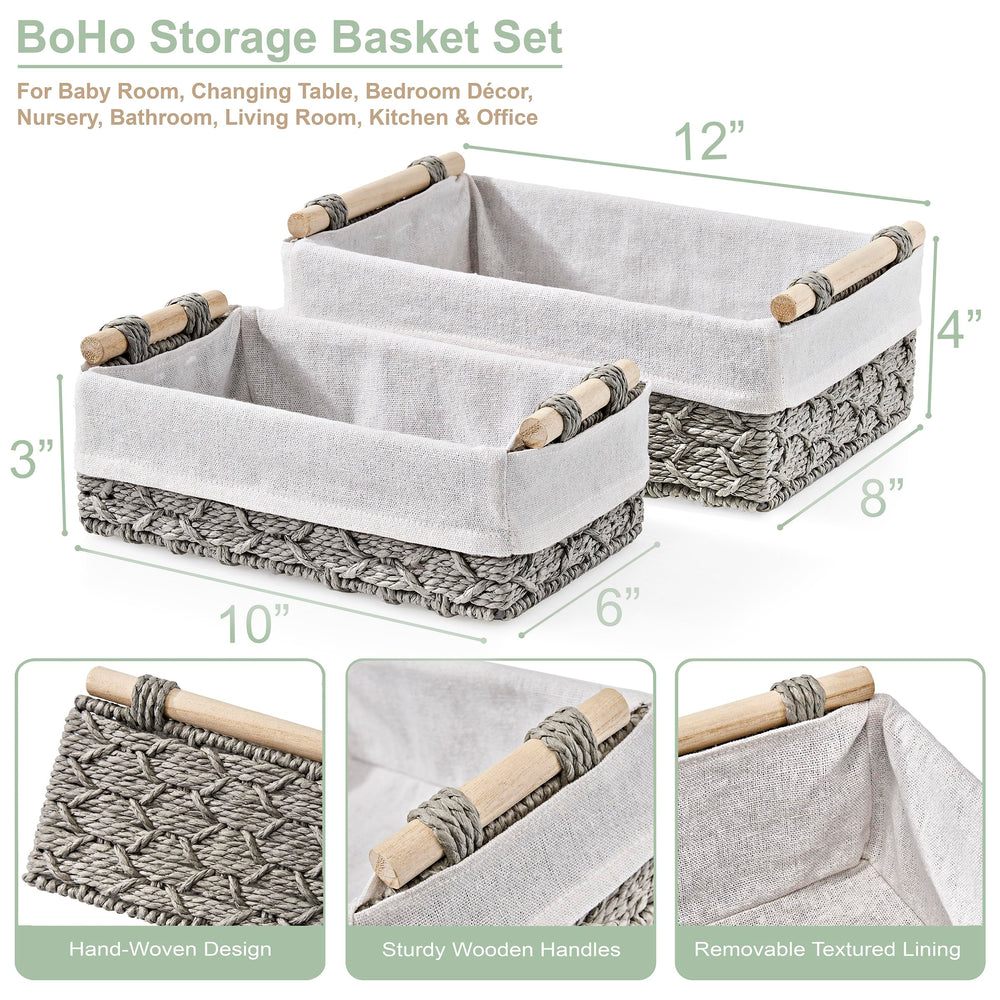 Sorbus linen-basket stores baby linens neatly on a dresser