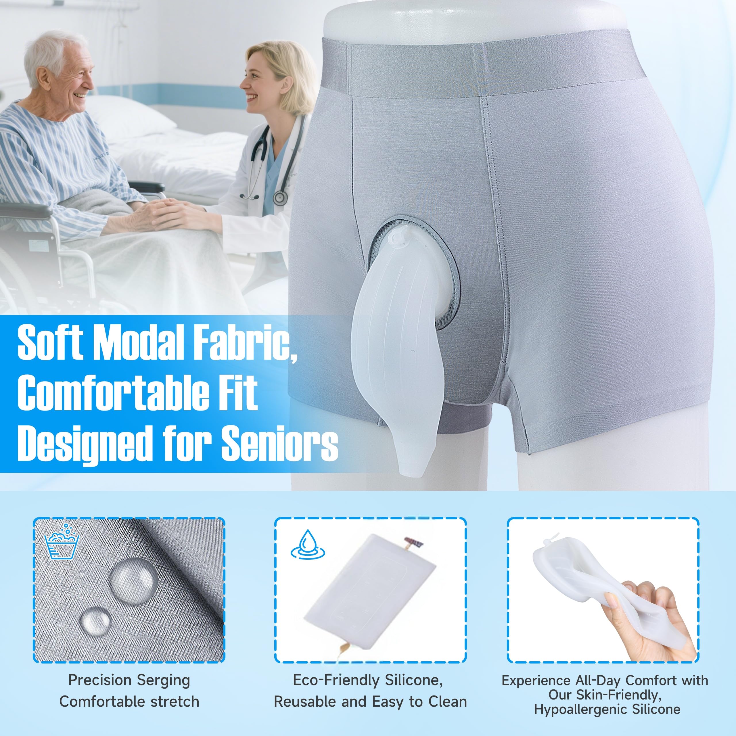 SorealGroup adjustable anti-slip straps securing the urine bag on the leg.