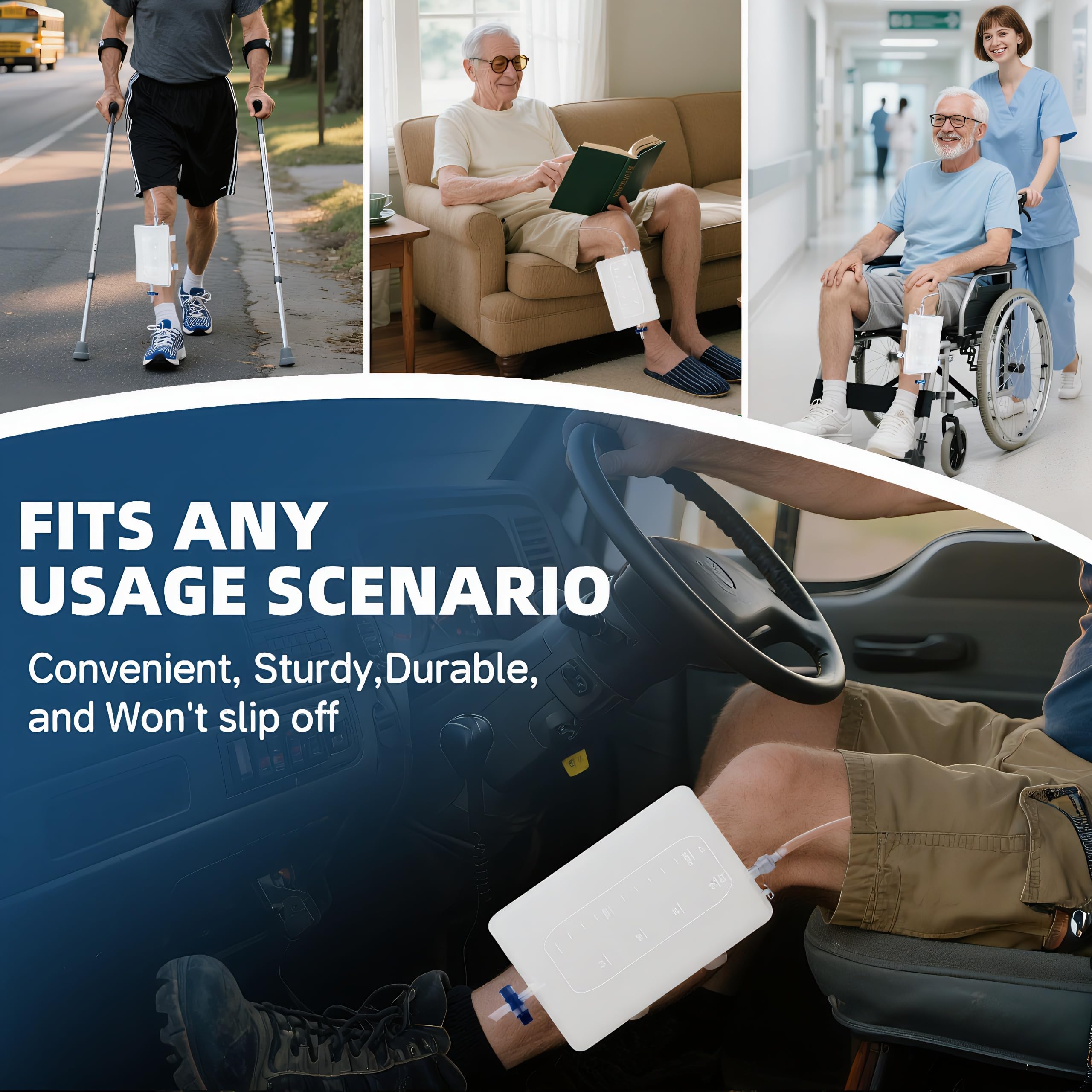 SorealGroup silicone leg bag set fits securely on the leg for comfortable use.