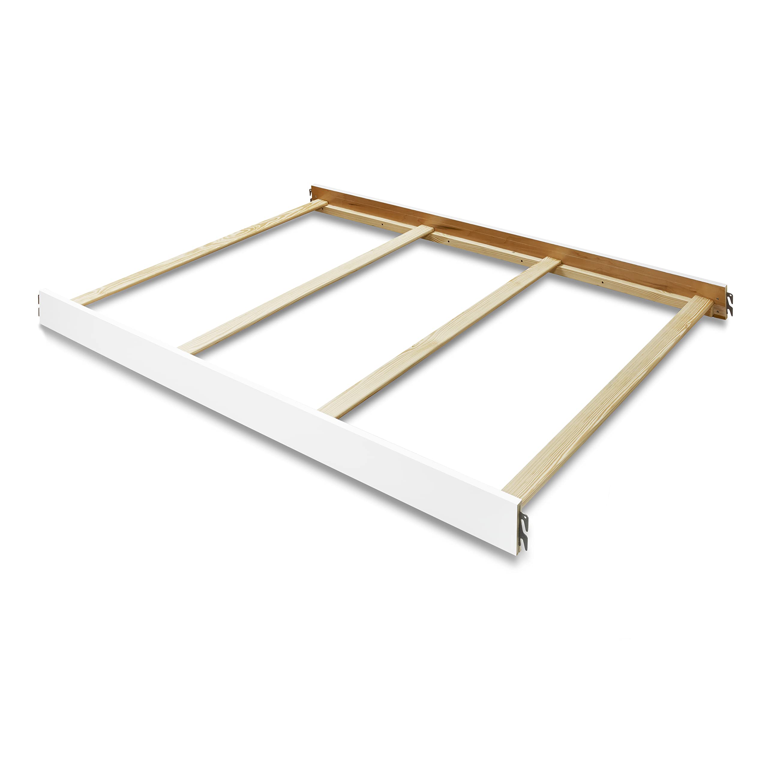 Sorelle 215 full-size rail white finish enhances safe bed transition