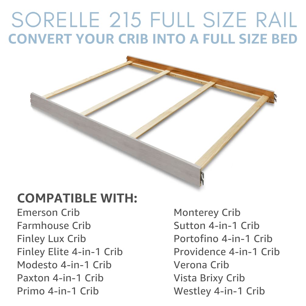 Sorelle 215 white rail option blends with nursery furniture