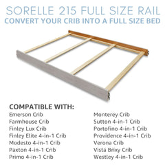 Sorelle 215 white rail option blends with nursery furniture