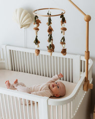 Sorrel and Fern acorns and mushrooms mobile adds whimsy to a nursery