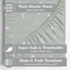 Sorrel + Fern changing pad cover with moon-pattern keeps diaper changes cozy.