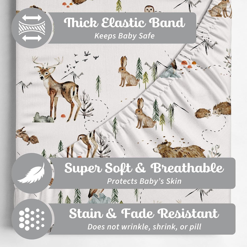 Sorrel + Fern bassinet sheets with deep pockets securely fit standard mattresses.