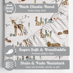 Sorrel + Fern bassinet sheets with deep pockets securely fit standard mattresses.