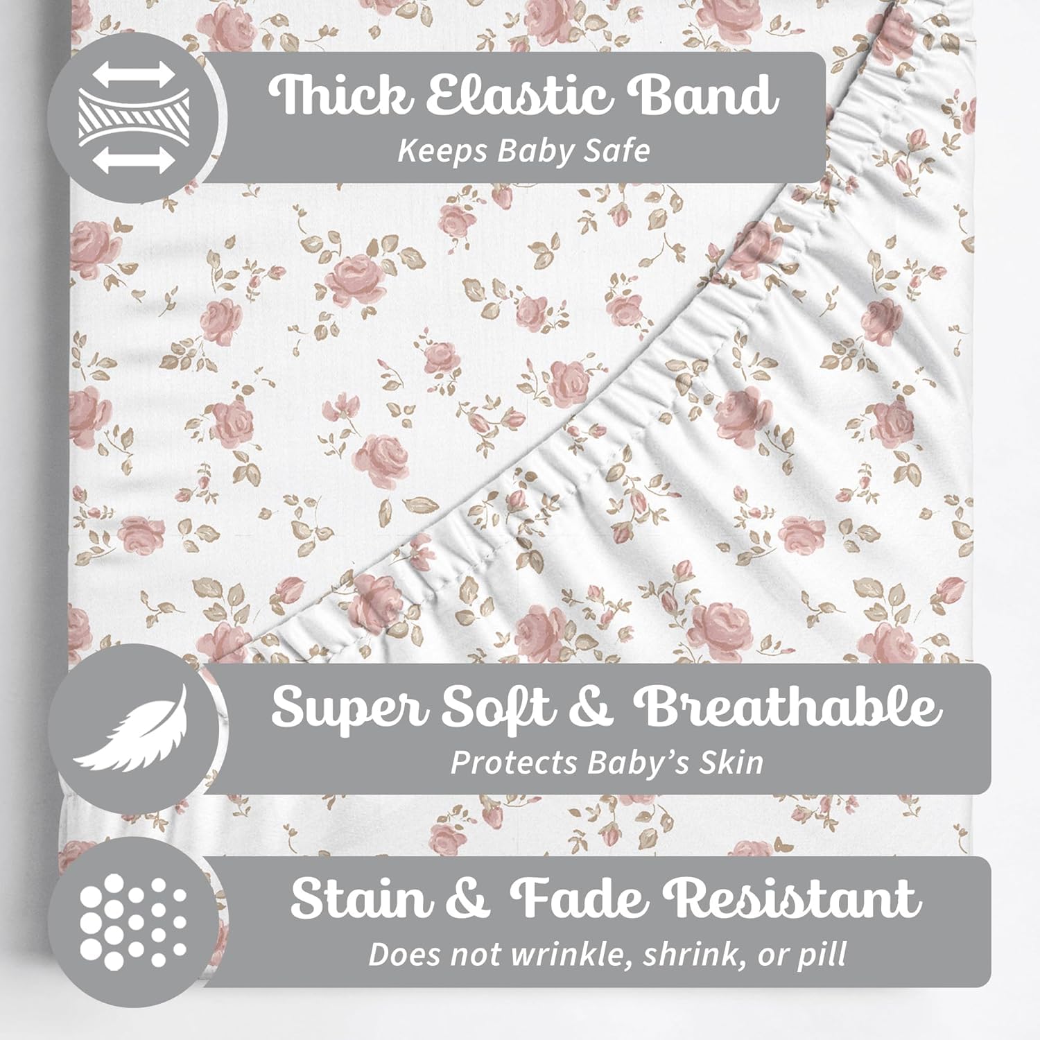 Juliette sheets in bedside bassinet setup for night sleep