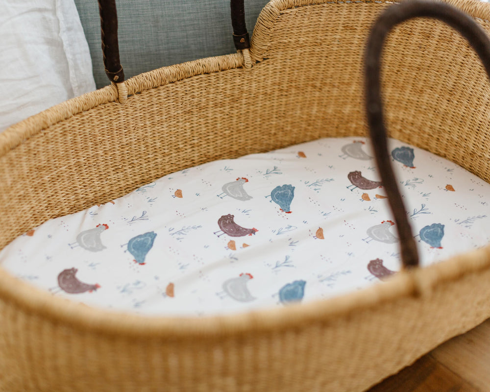 Sorrel + Fern mom-designed bassinet sheets combine ease of use and style