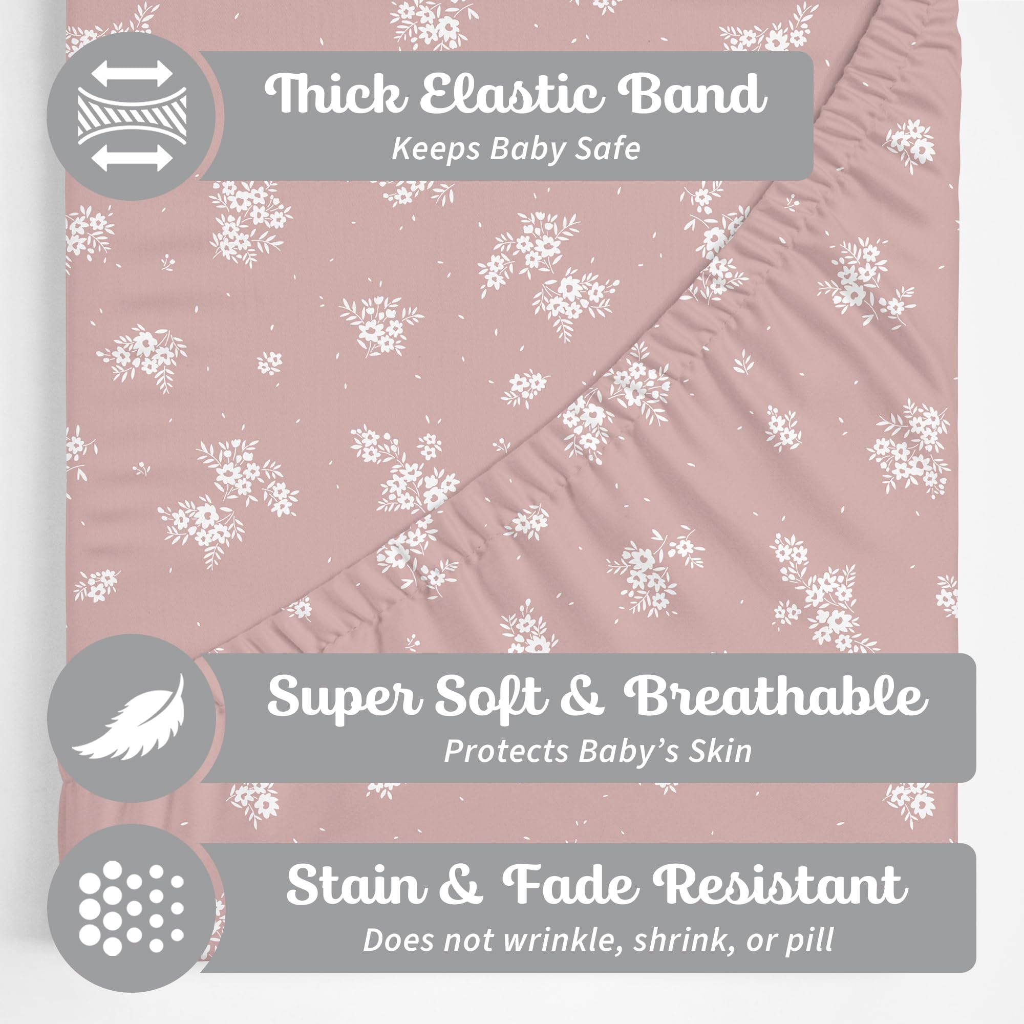 Sorrel + Fern changing pad cover soft cotton blend close-up highlighting buttery softness for baby comfort