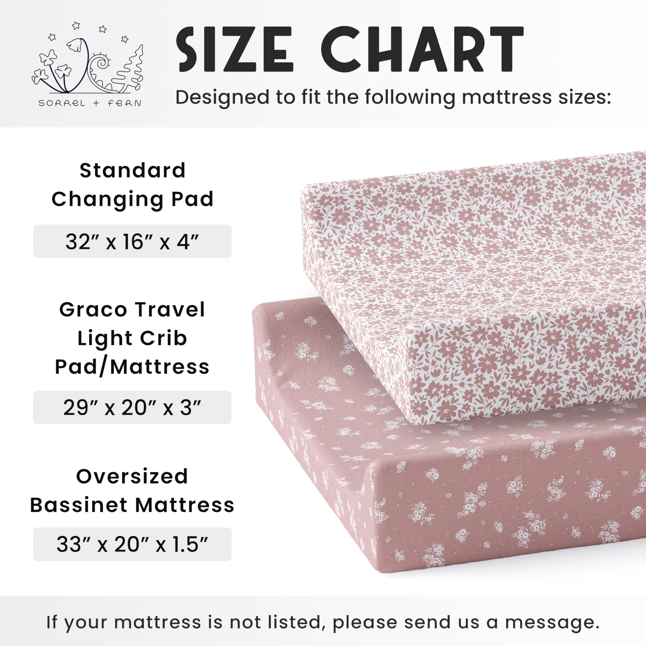 Sorrel + Fern changing pad cover two-pack image emphasizing convenient value for nursery sets