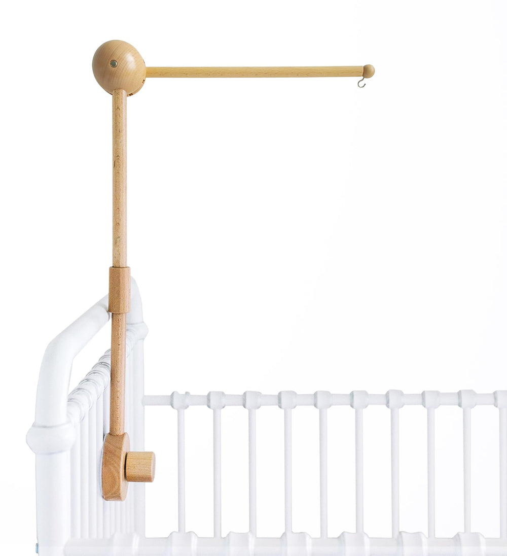 Sorrel + Fern crib mobile arm 360-degree adjustable wooden securely holds the mobile with smooth rotation.