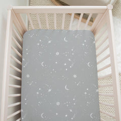 Sorrel+Fern crib sheet close-up shows silky, durable fabric.