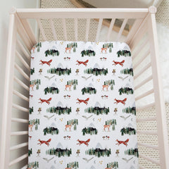 Sorrel + Fern crib sheet fitted with strong elastic edge for secure fit.