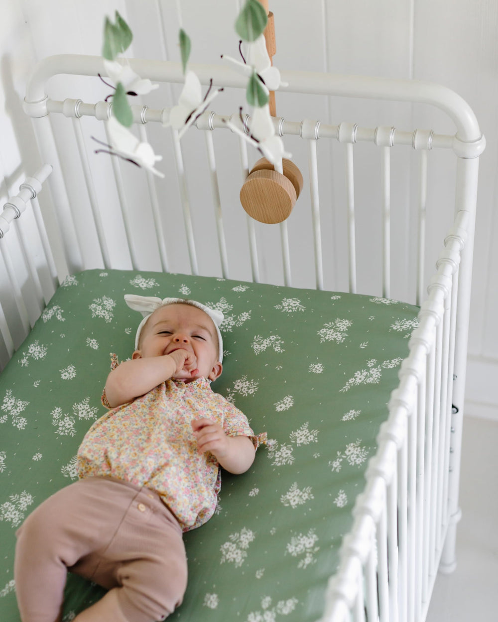 Butterfly Garden fitted sheet by Sorrel and Fern, gentle on baby's skin