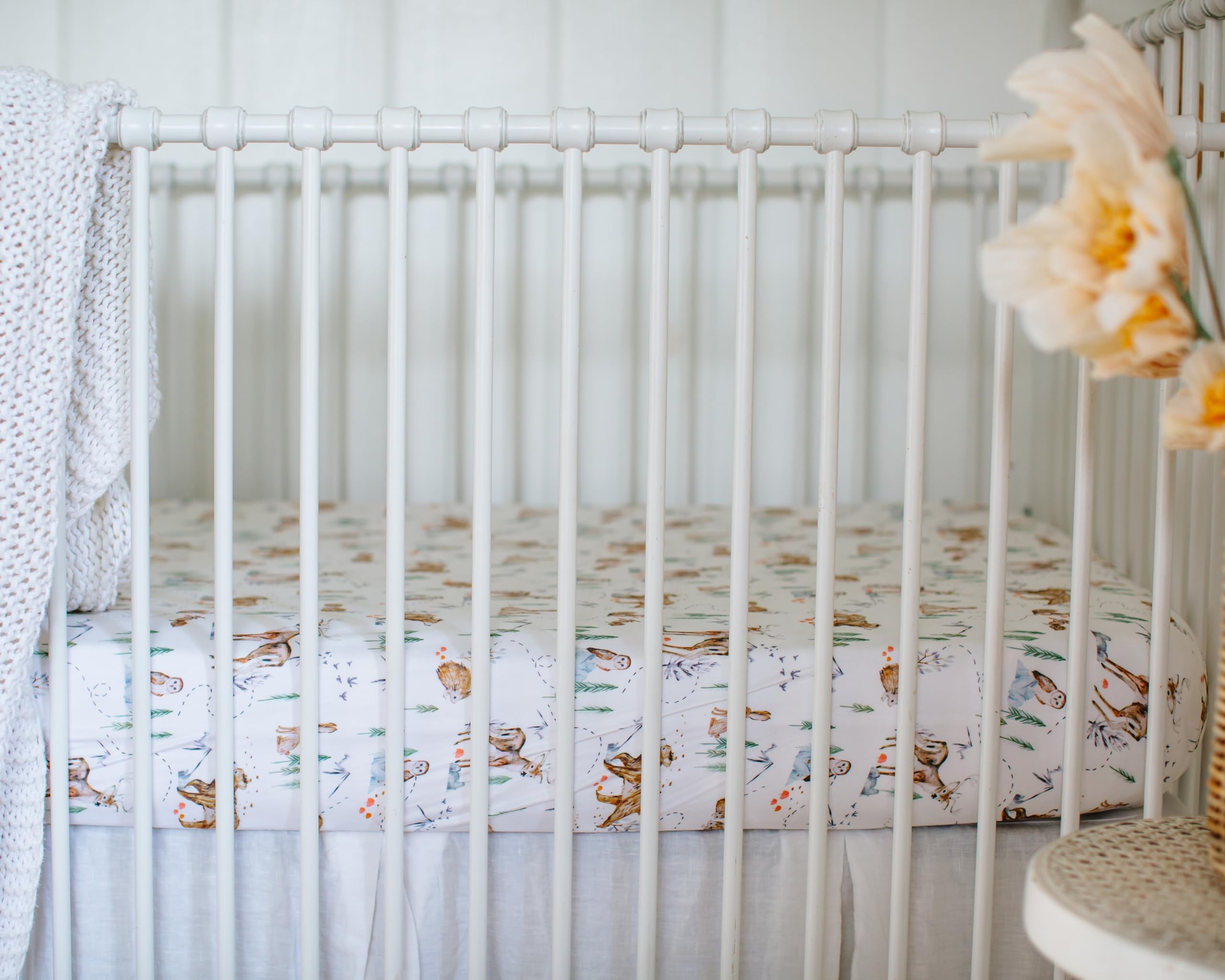 Sorrel + Fern neutral crib sheets in the soft organic cotton blend, skin friendly.