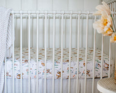 Sorrel + Fern neutral crib sheets in the soft organic cotton blend, skin friendly.
