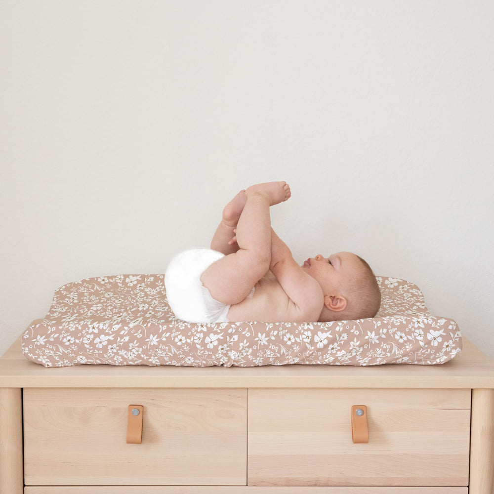 Sorrel + Fern Fleurette cover protects baby skin during diaper changes