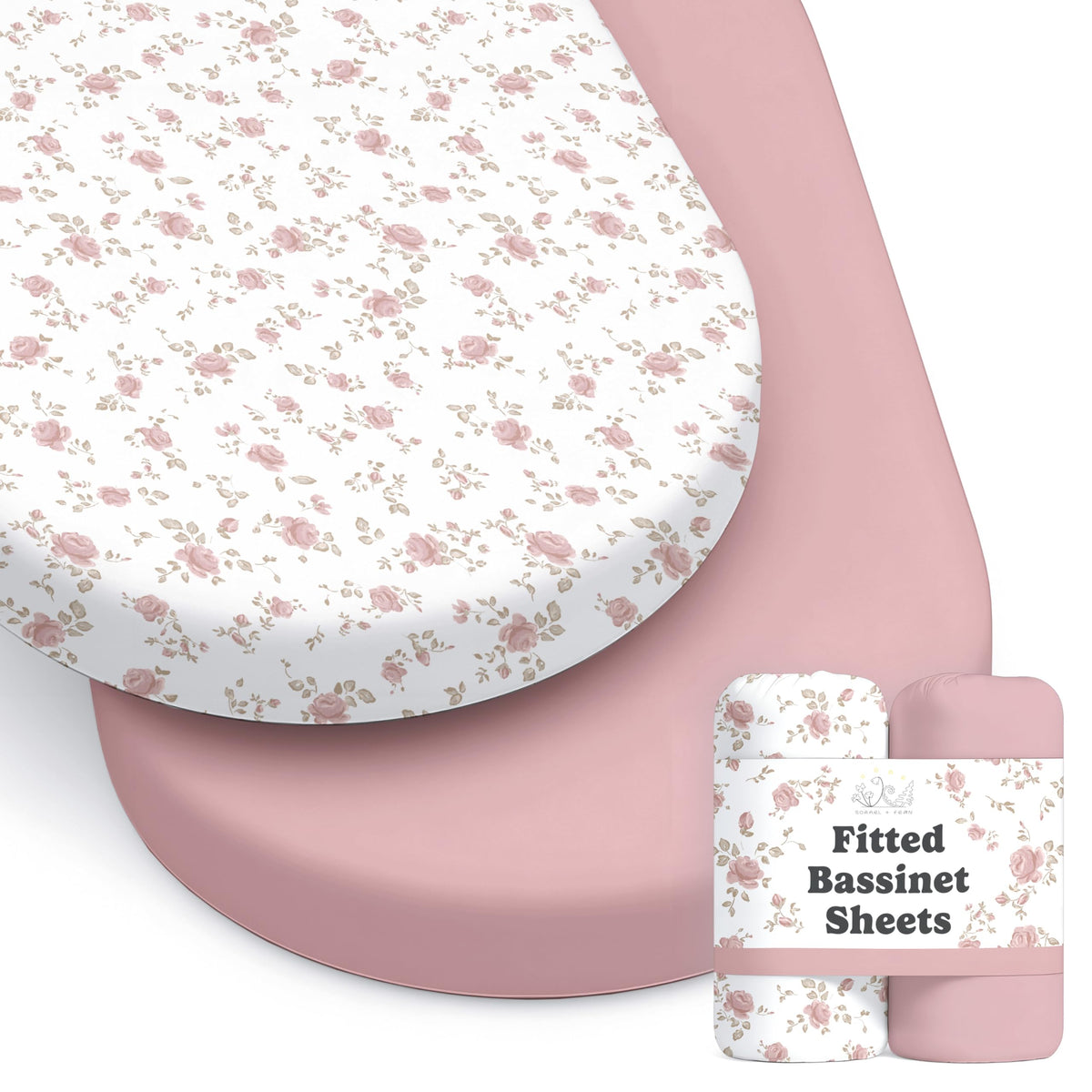 Sorrel + Fern Juliette bassinet sheets closeup showing buttery-soft cotton blend
