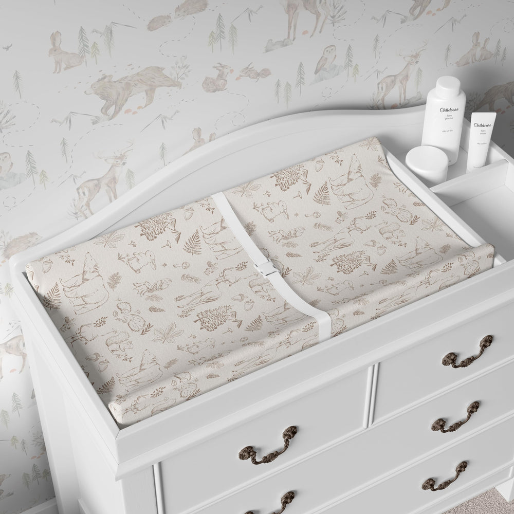 Sorrel + Fern Magic Forest two-pack changing pad covers for easy rotation in nursery.