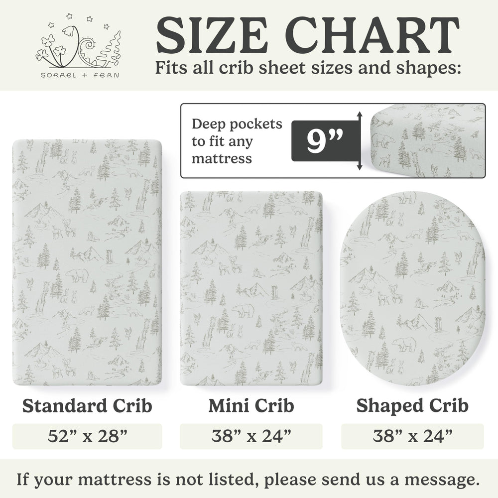 Sorrel + Fern nursery decor matches with mobile for coordinated space.