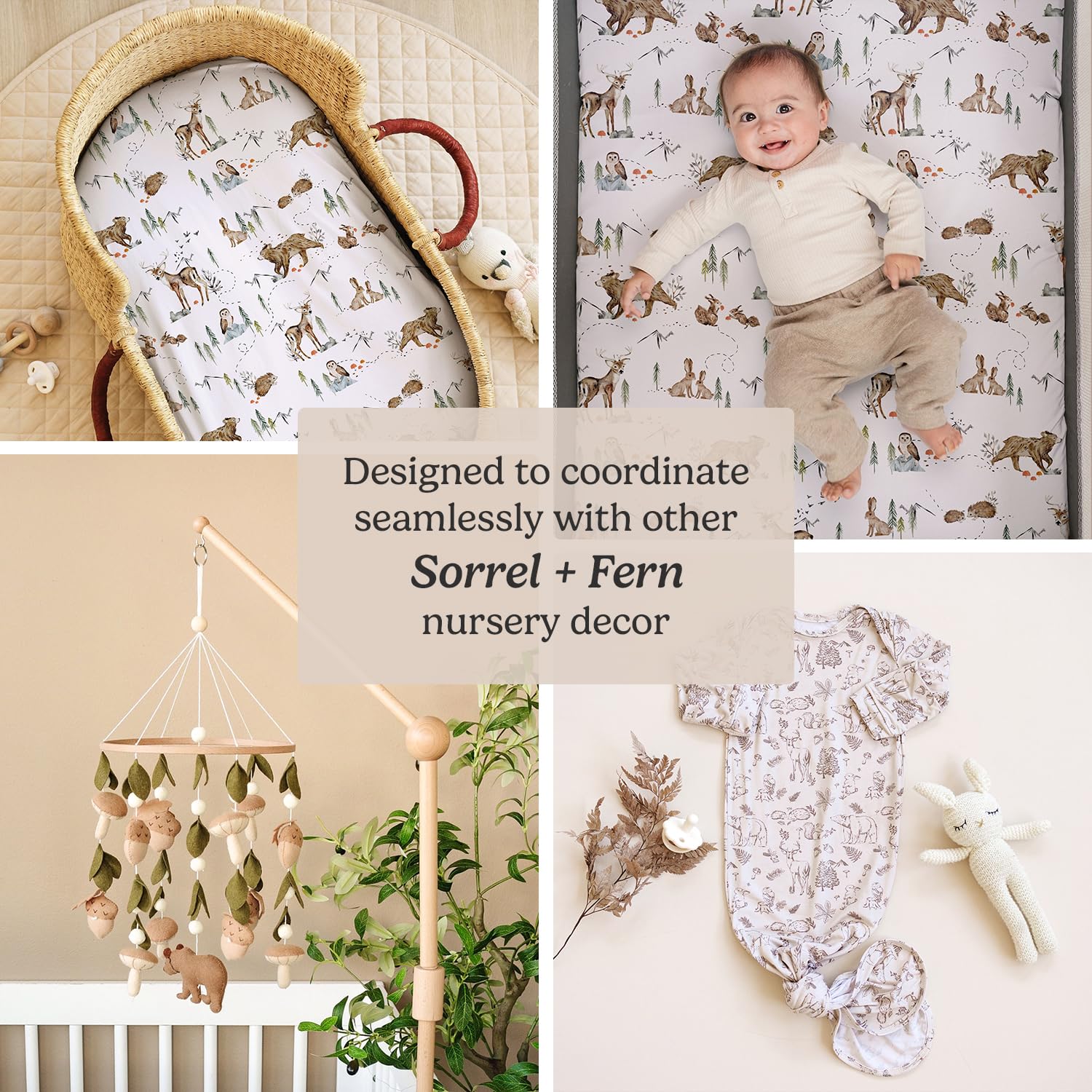 Sorrel + Fern 13x13 inch basket in Magic Forest decor complements nursery.