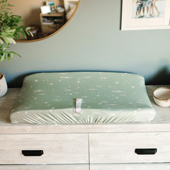 Sorrel + Fern Ocean Odyssey cover resists fading and stains for long-lasting nursery decor