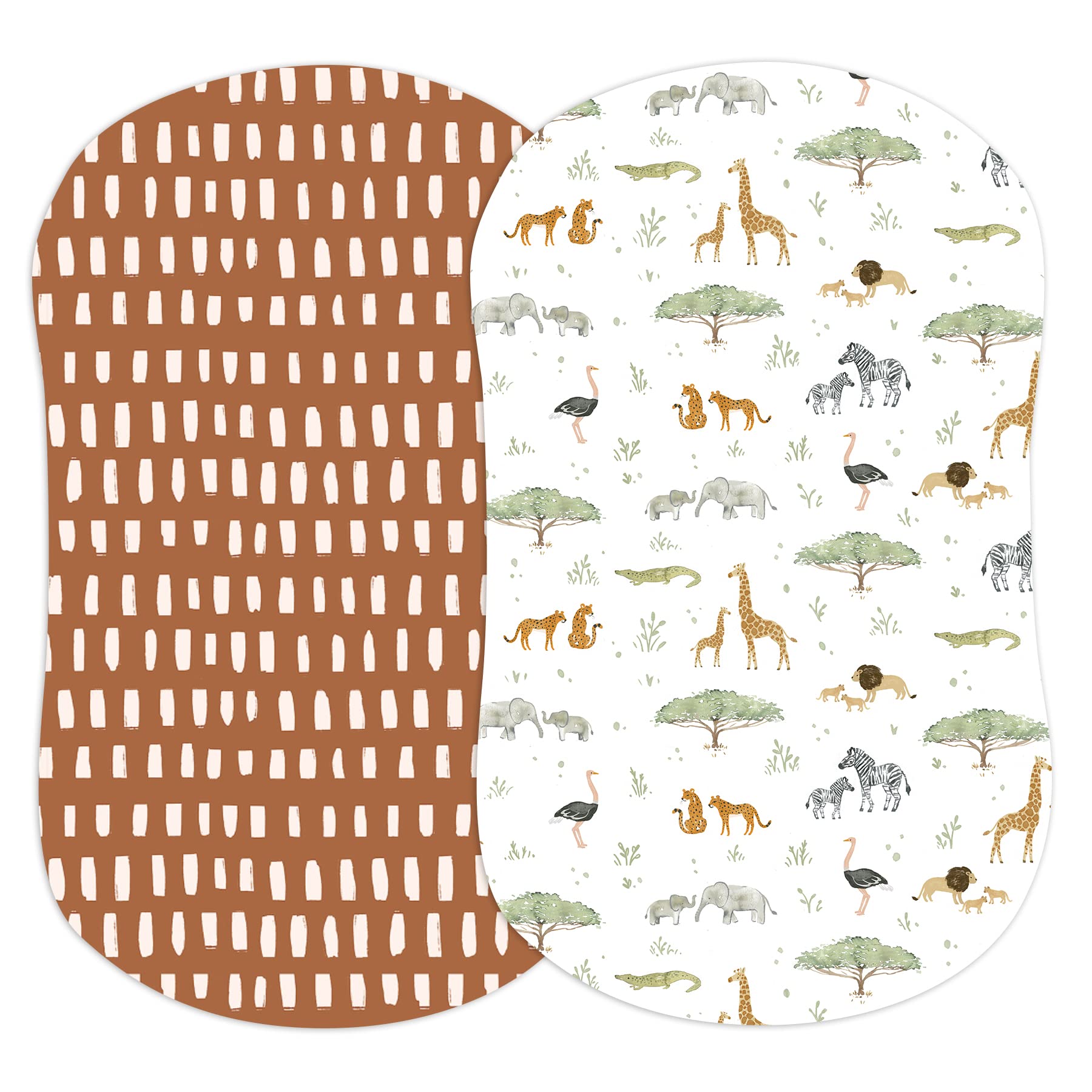 Sorrel and Fern Safari Adventures pattern close-up for baby-friendly sleep.