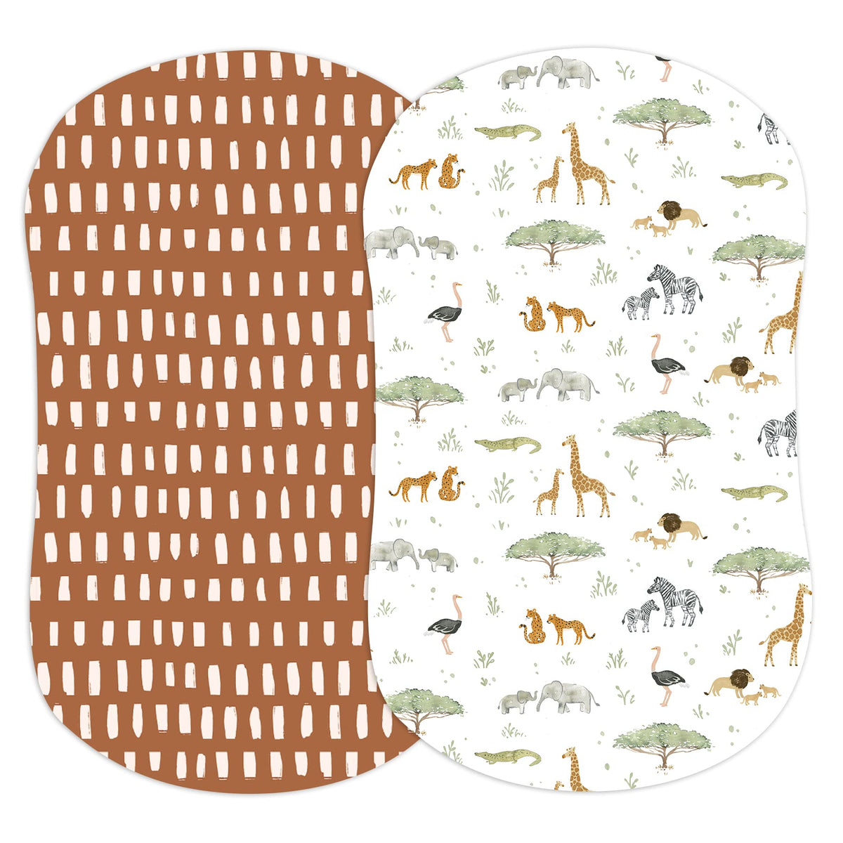 Sorrel and Fern Safari Adventures pattern close-up for baby-friendly sleep.