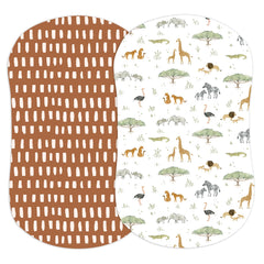 Sorrel and Fern Safari Adventures pattern close-up for baby-friendly sleep.