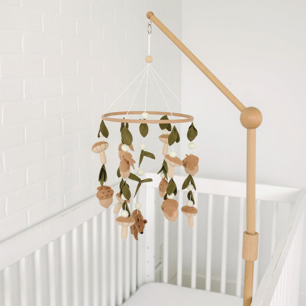 Sorrel and Fern Sustainable felt and beech wood mobile for a natural look