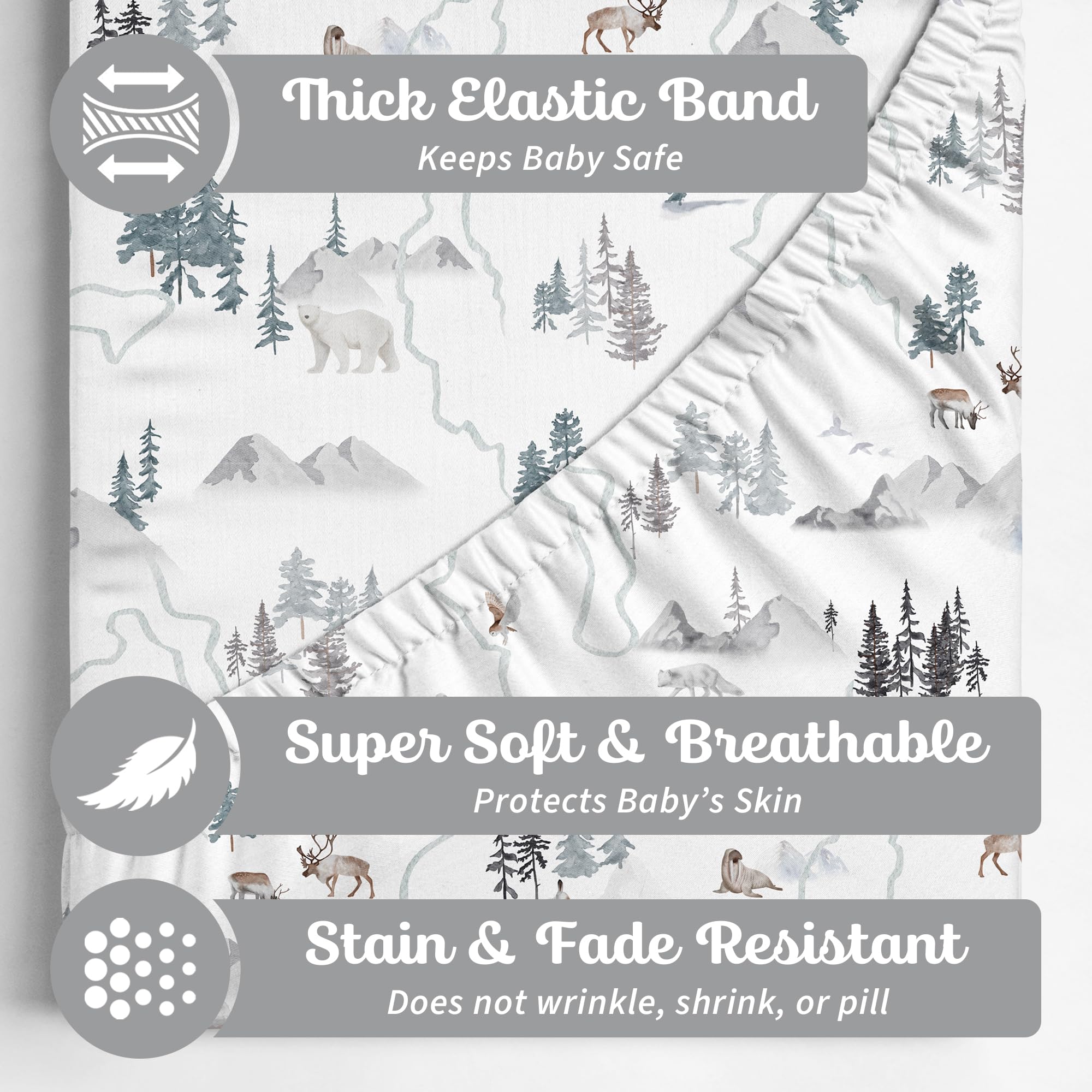 Sorrel + Fern two-pack crib sheets with deep pockets for secure fit.