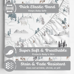 Sorrel + Fern two-pack crib sheets with deep pockets for secure fit.