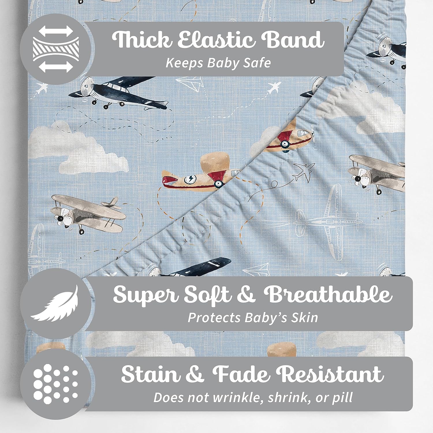 Sorrel + Fern watercolor clouds changing pad cover for cozy diaper changes.