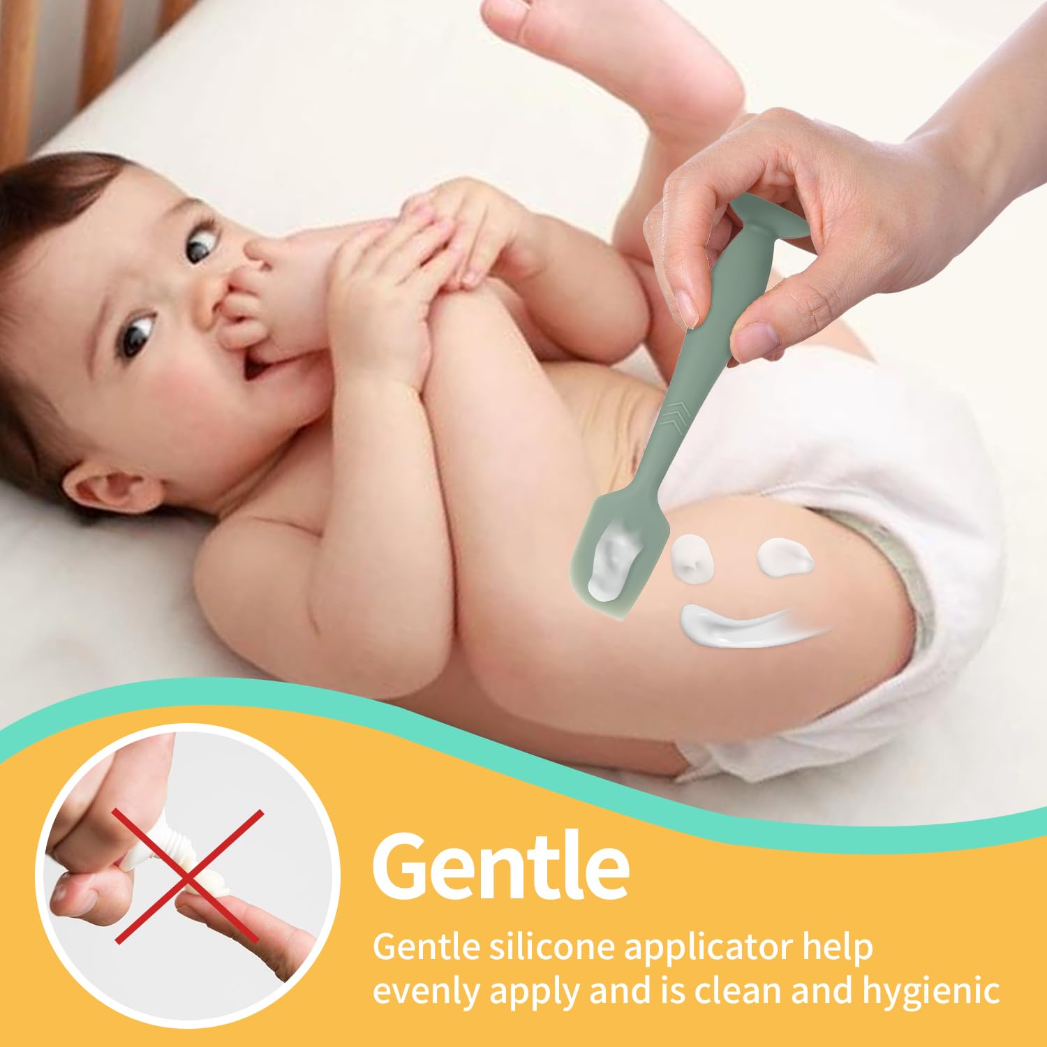 SOSKYGELO silicone diaper spatula with soft tip protects baby's skin