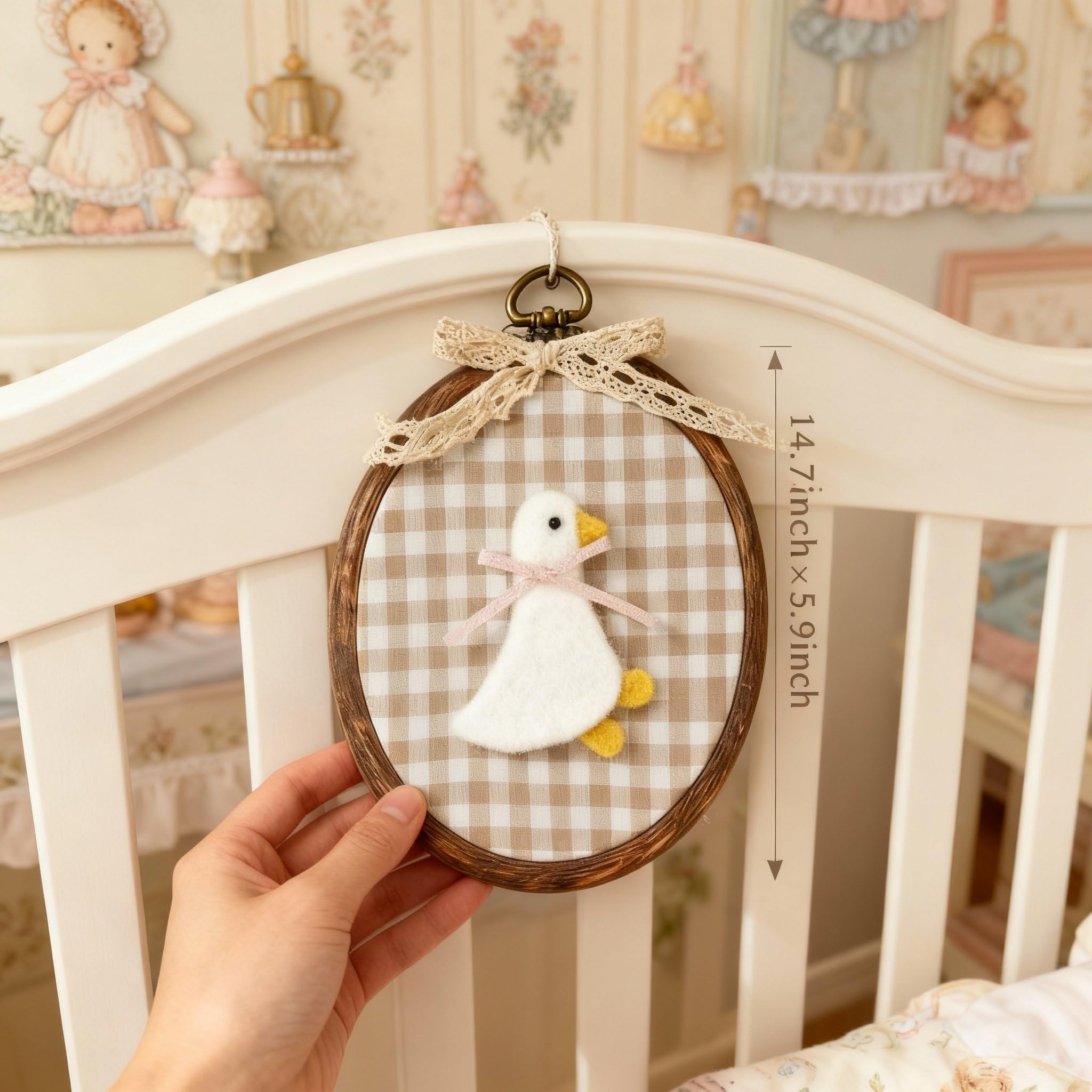 Soulchen felted goose wall decor with lace edges to elevate vintage nursery themes