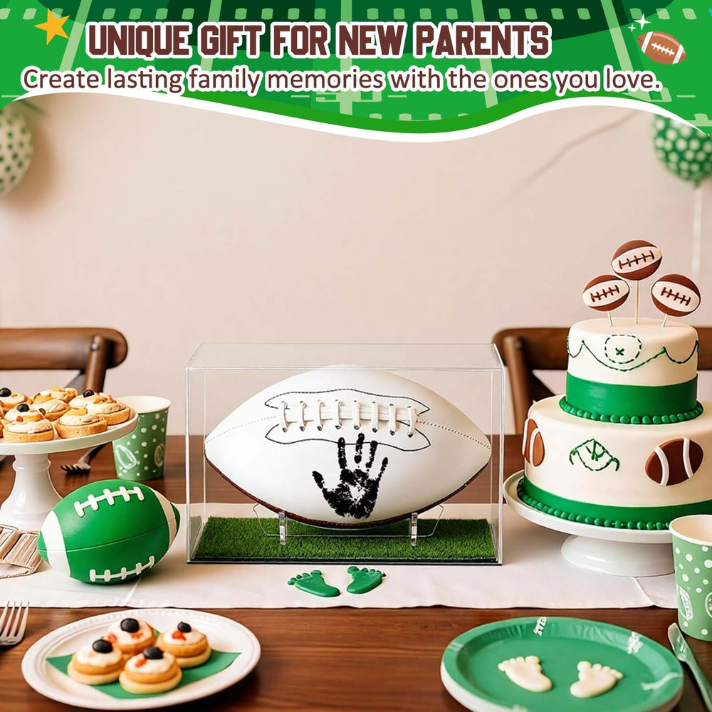 Soulchen size 3 football in white and brown complements newborn keepsakes.
