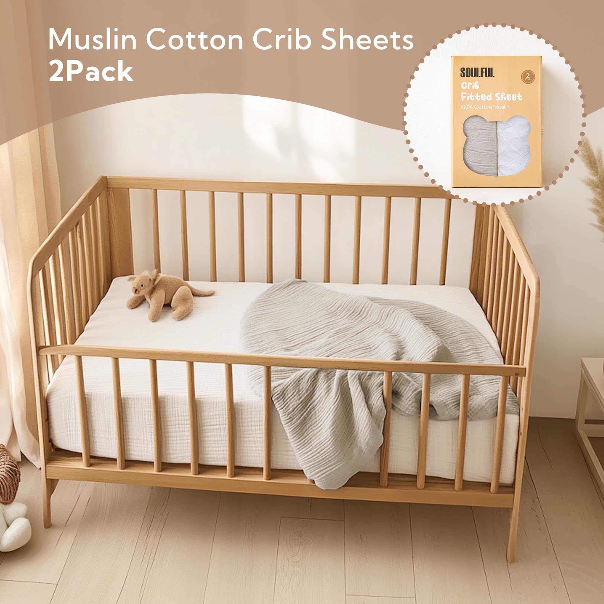 SOULFUL 2pack nursery gift crib sheets — thoughtful present for new parents