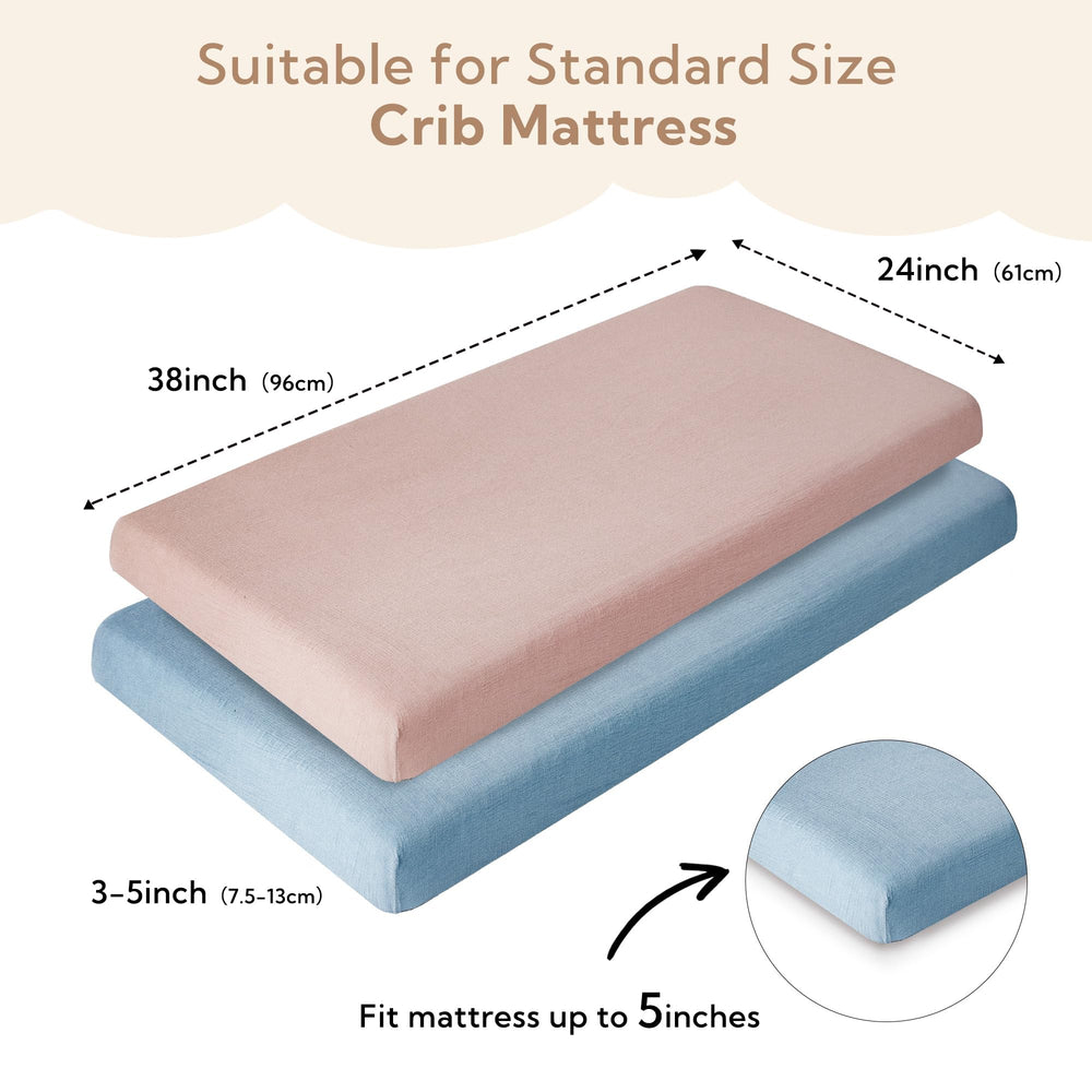 SOULFUL dusty rose crib sheet on mattress offers breathable comfort for nap time