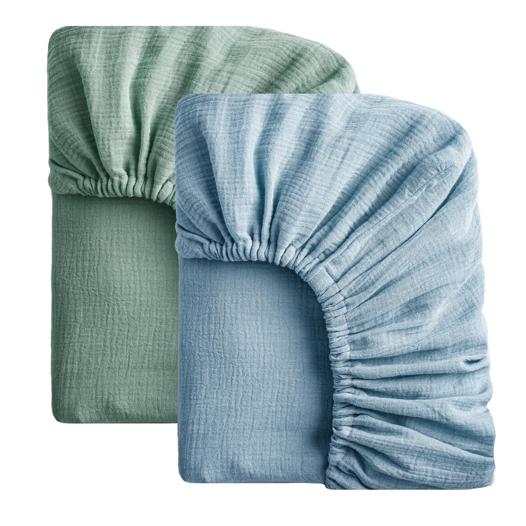 SOULFUL mini muslin crib sheets in green offer soft, breathable comfort for baby sleep