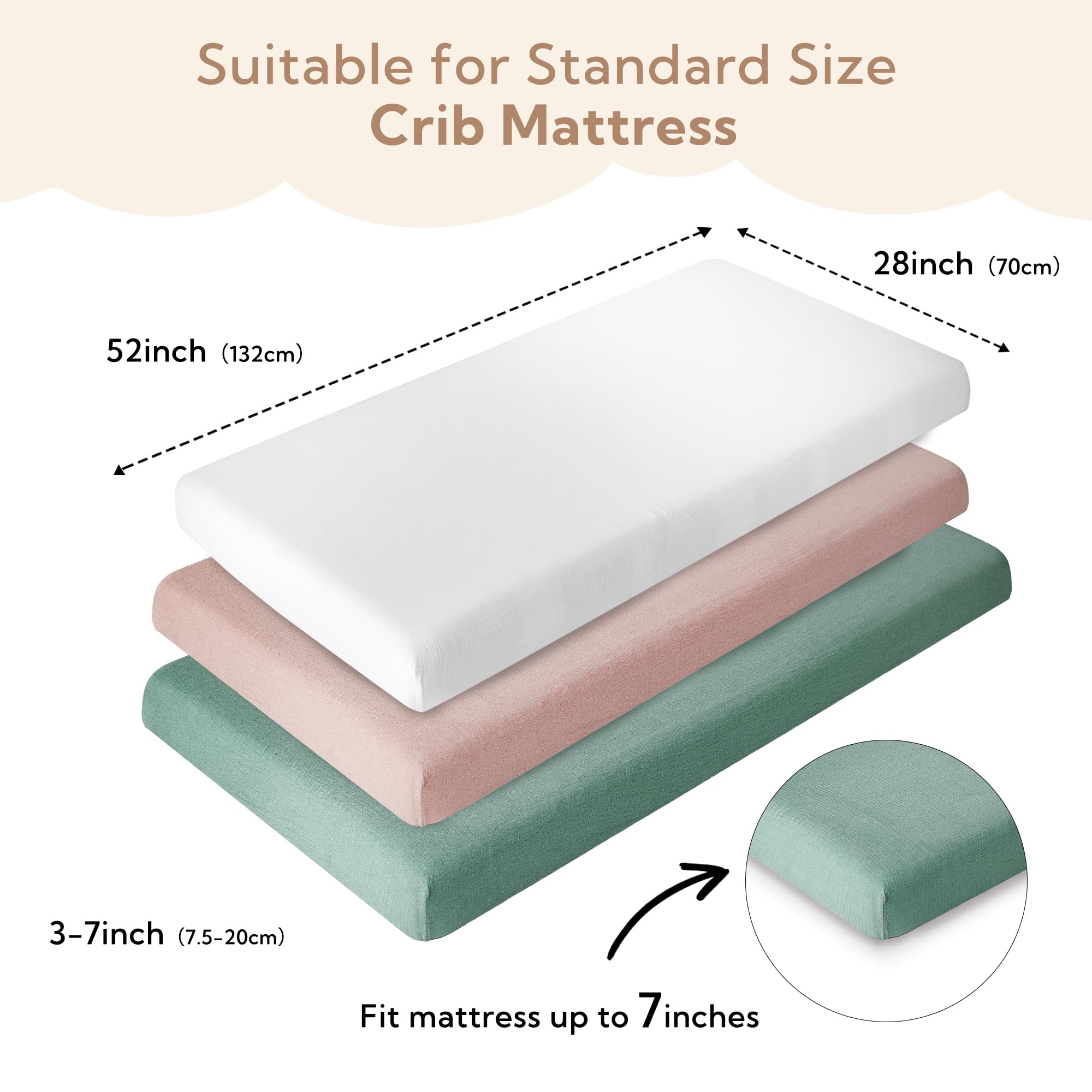 SOULFUL muslin crib sheet dusty rose on mattress adds gentle color and comfort