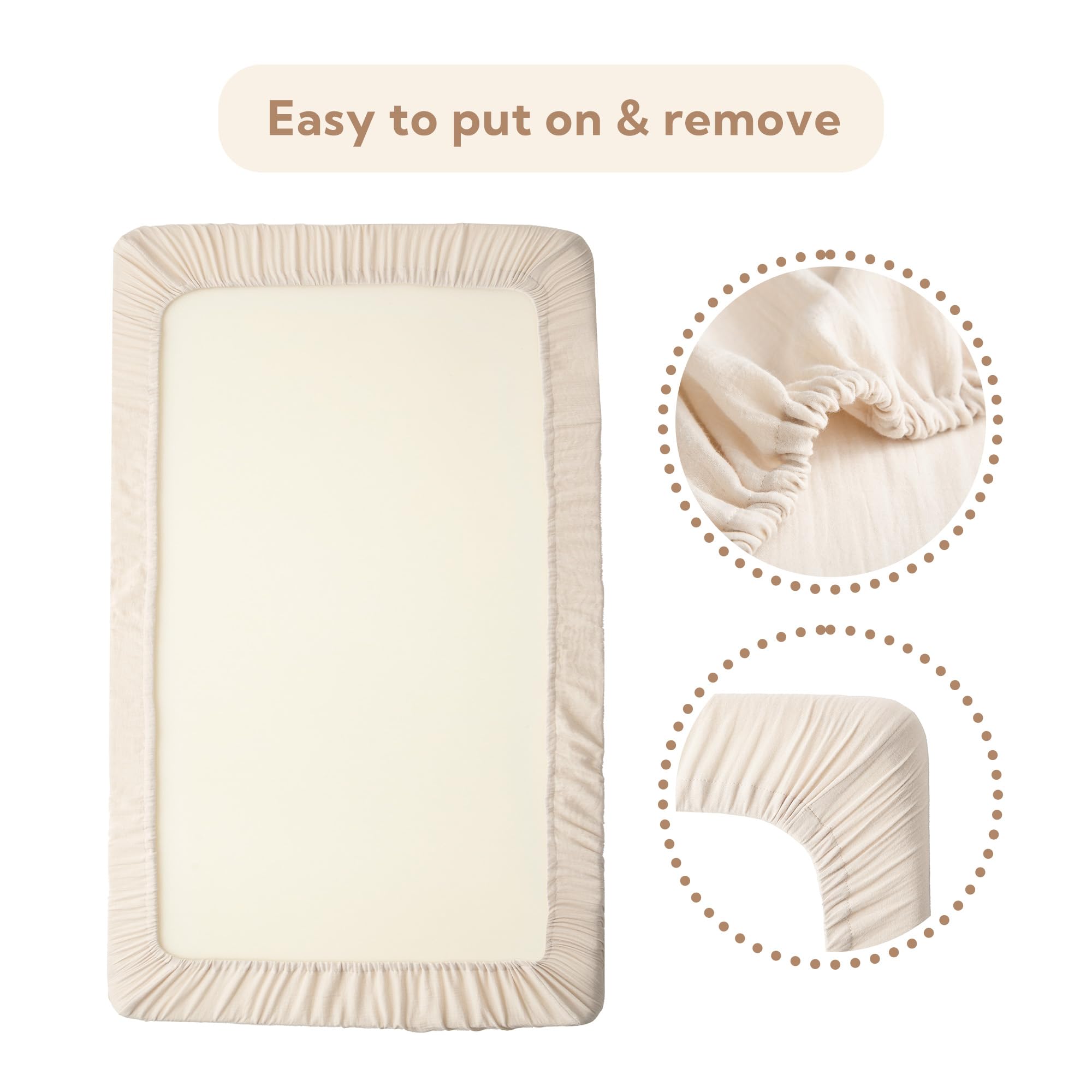 SOULFUL muslin crib sheet—easy-care for busy parents.