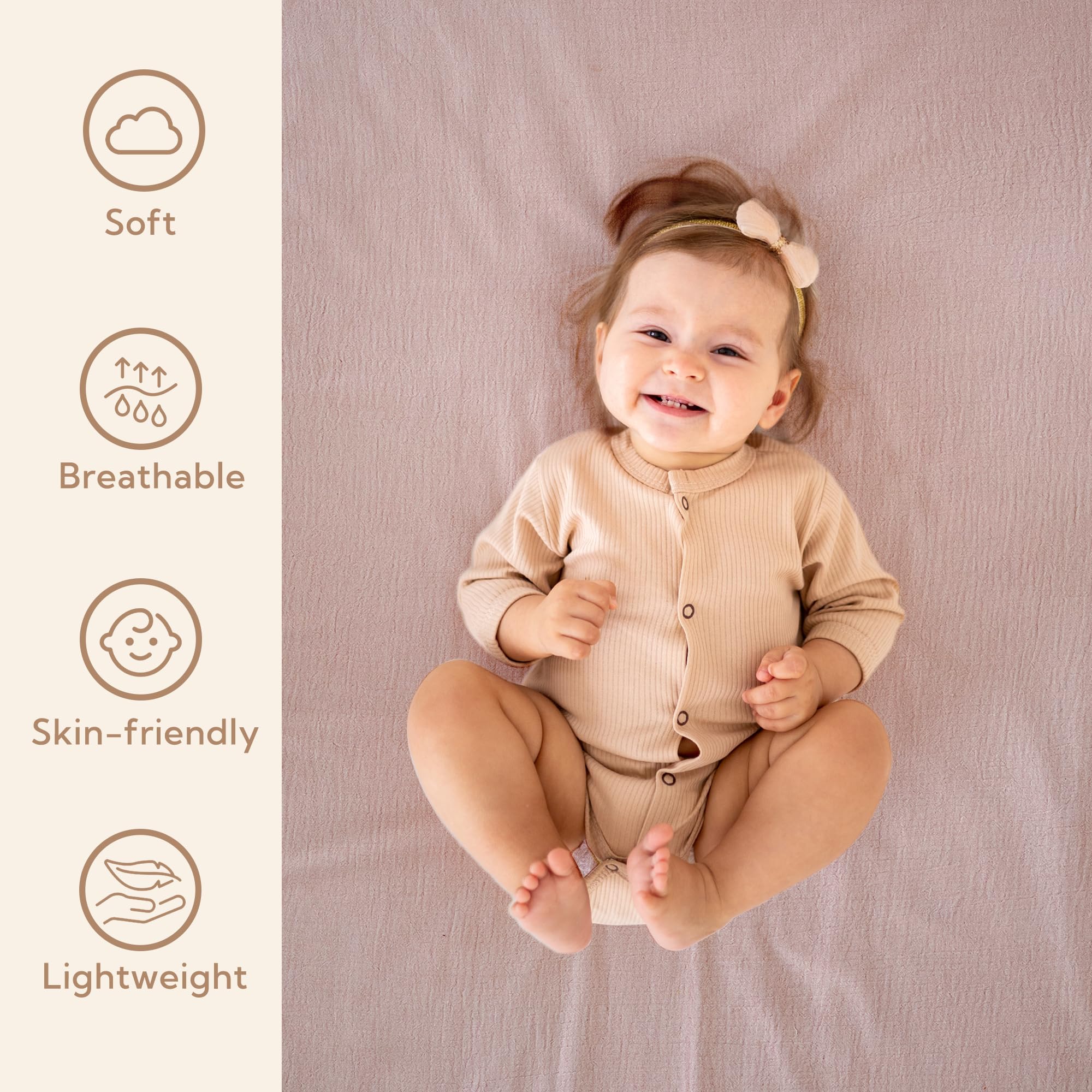 SOULFUL muslin crib sheet green on mattress provides gentle touch and easy care