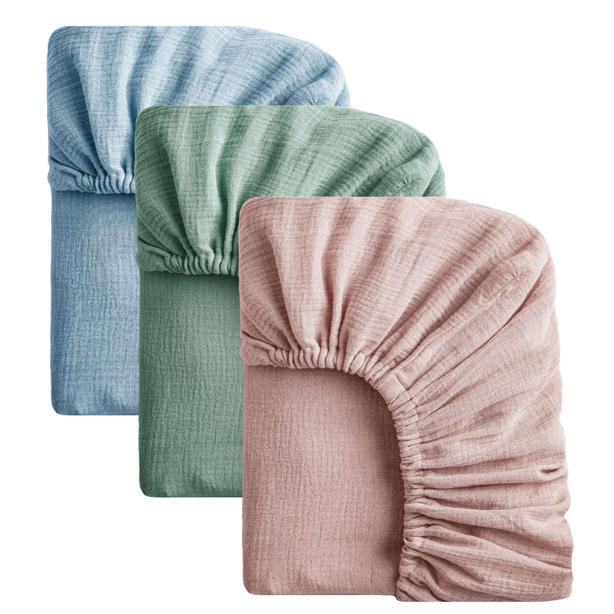 SOULFUL Muslin crib sheets blue fitted securely for gentle sleep