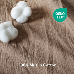 SOULFUL muslin crib sheets breathable texture closeup—airy weave enhances baby comfort