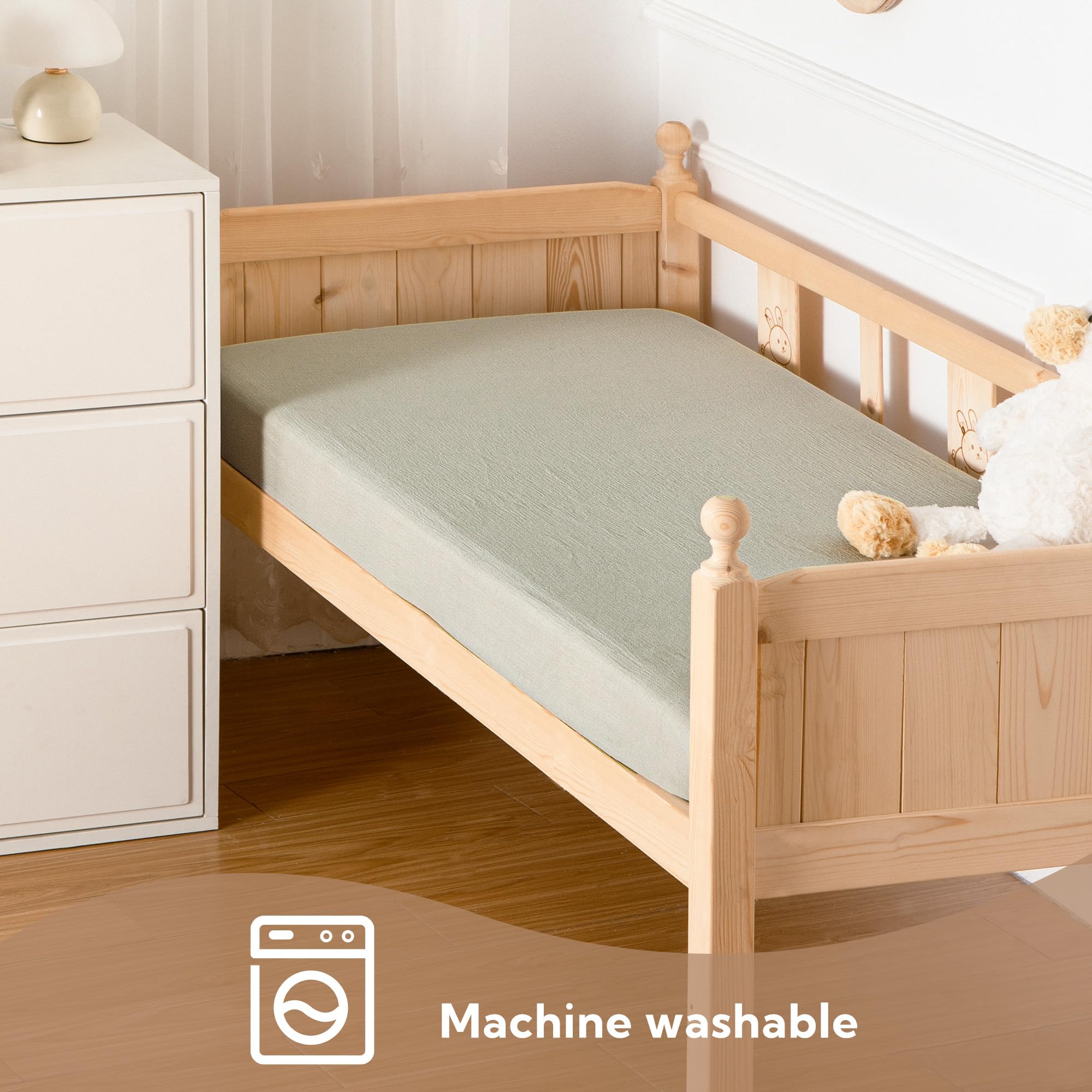 SOULFUL durable-care crib sheet stays soft after many washes.