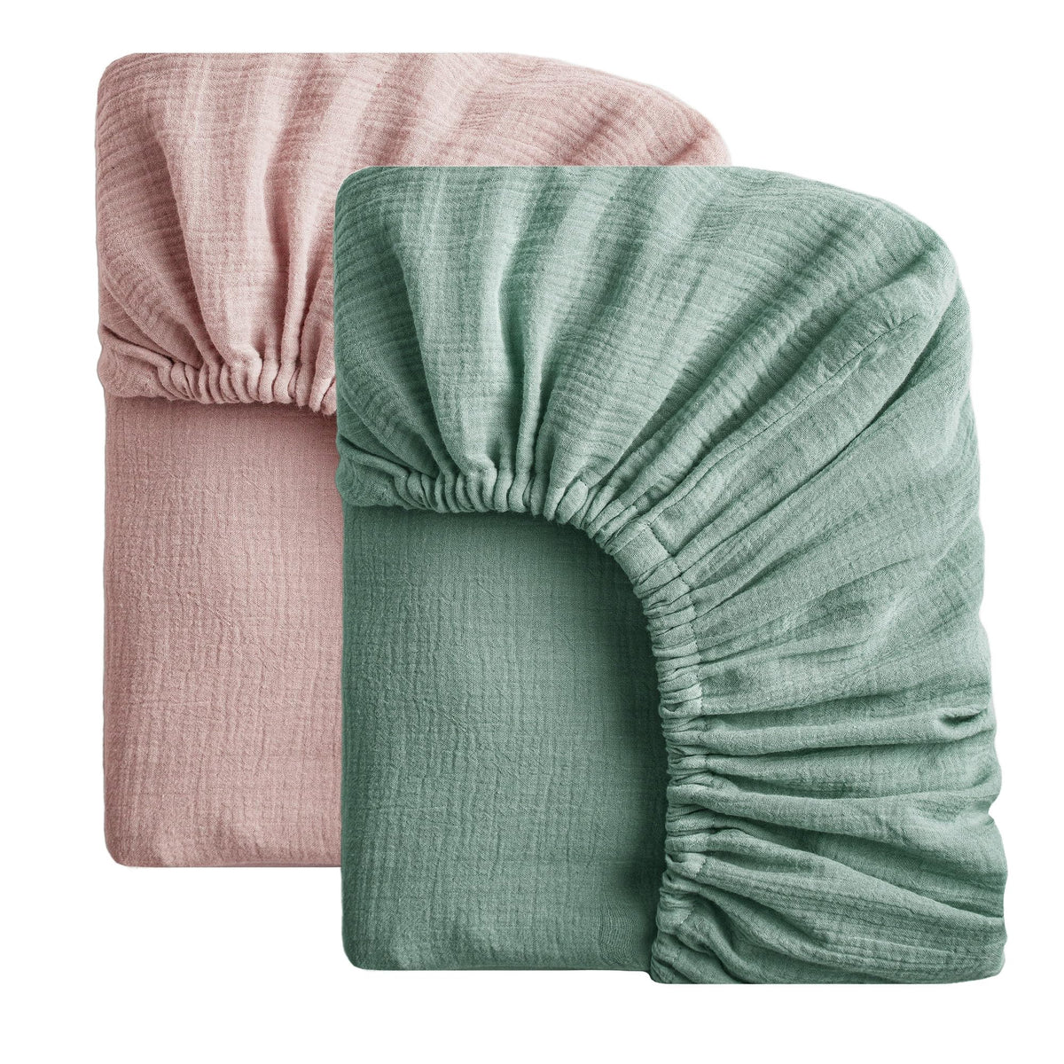 SOULFUL Green muslin crib sheet with soft breathable fabric for safe sleep