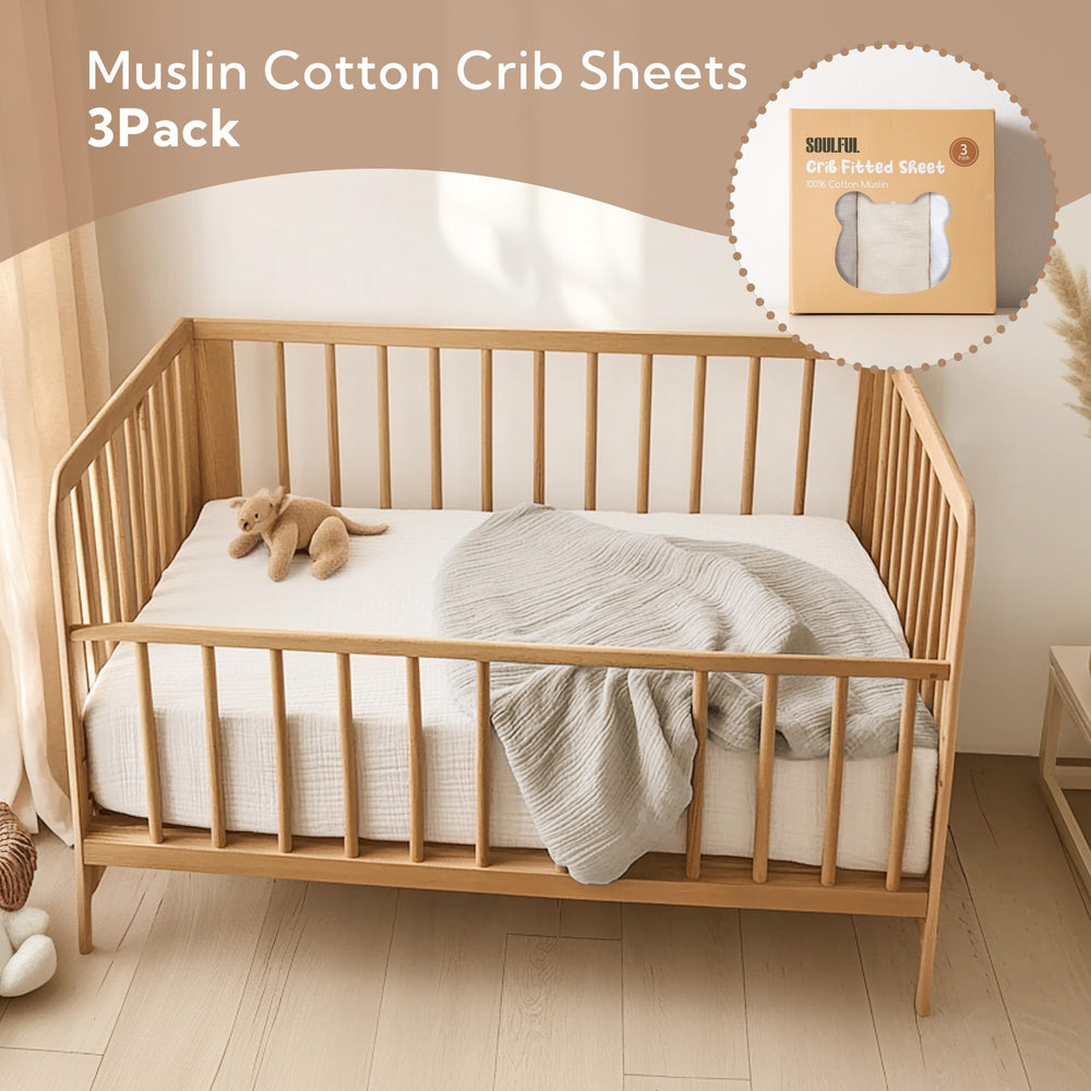 SOULFUL easy care crib sheets machine wash and quick dry