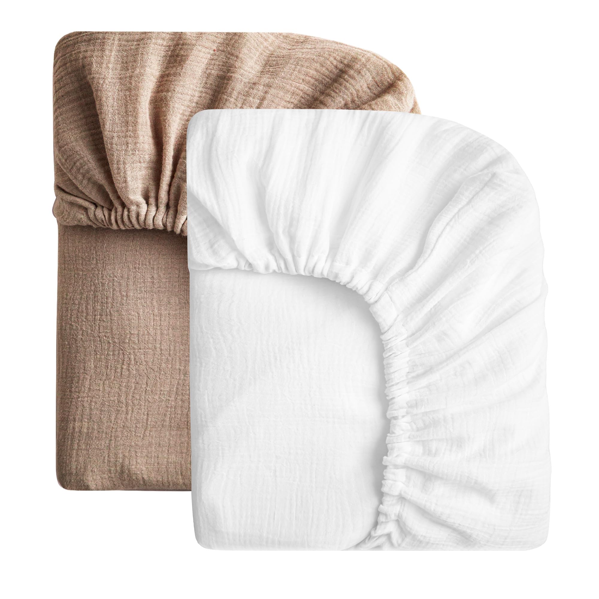 SOULFUL muslin crib sheets pack in white and brown—soft, breathable comfort for newborns