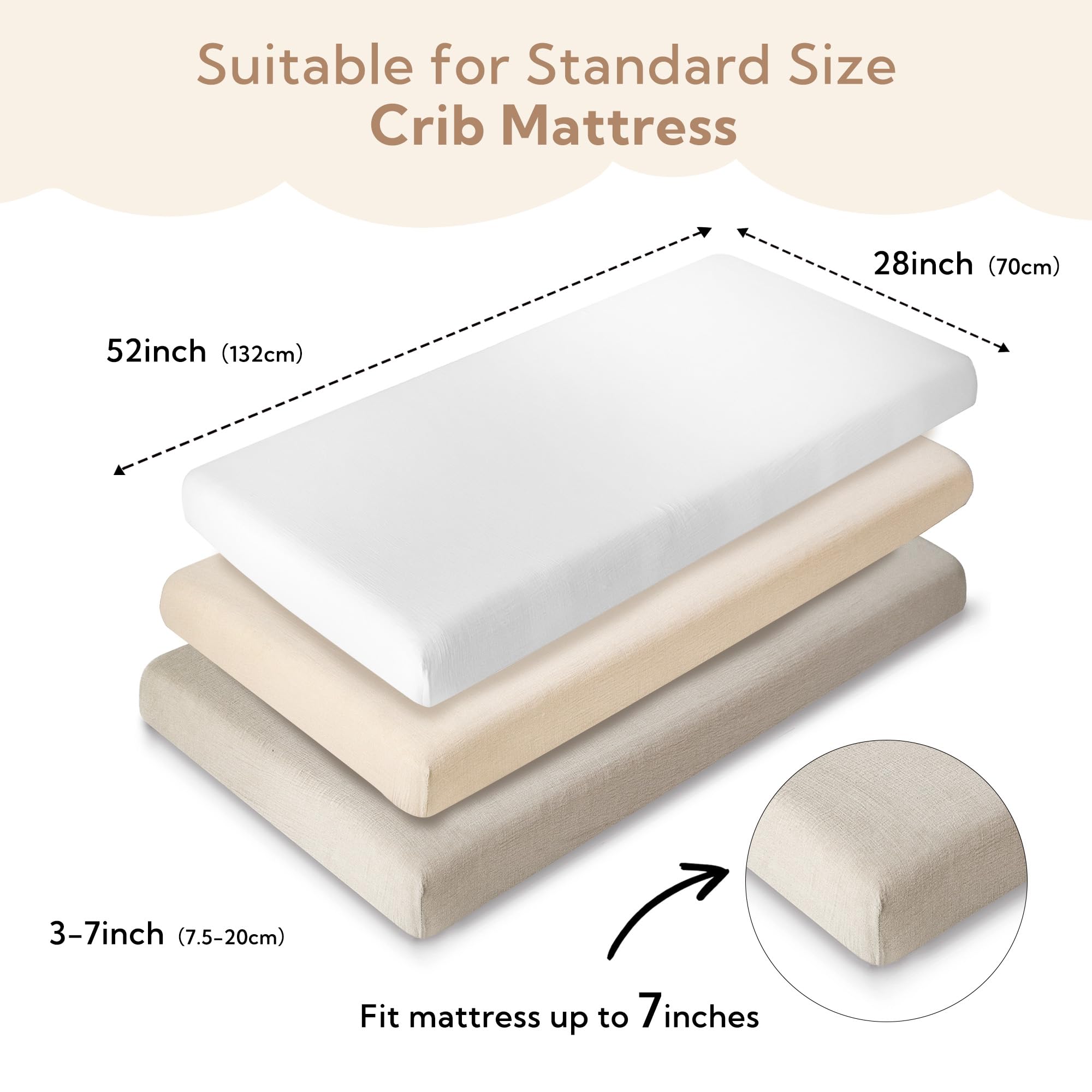 SOULFUL muslin crib sheets snug fit on standard mattress demonstrating stability